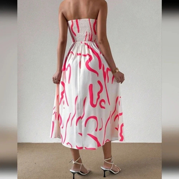 Women'S Printed Twist Knot Cutout Strapless Dress - Picture 3 of 5